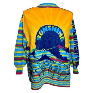 BDG Multicolor Maura Rainbow Knit Sunshine Colorful Oversized Fall Sweater